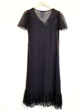 PARAGON Black Sheer Lace Short Sleeve Nightgown